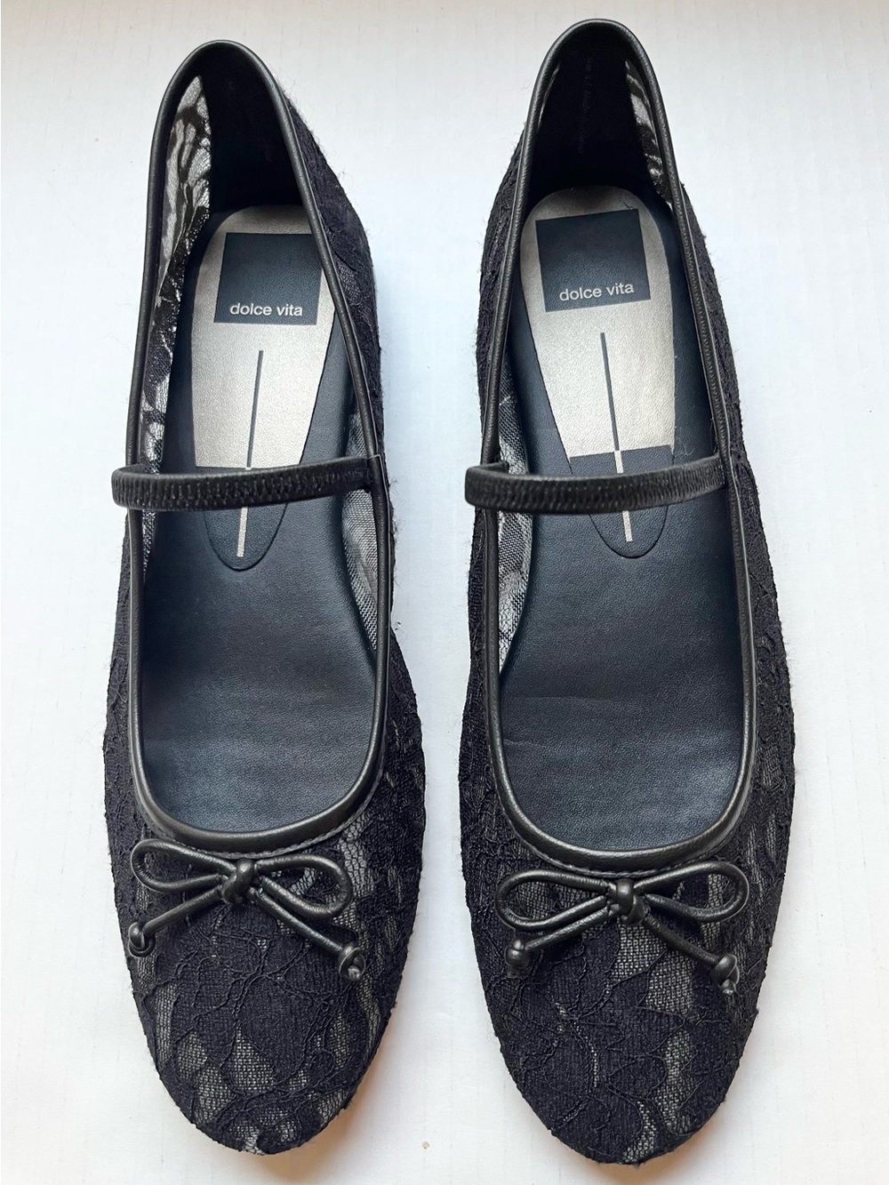 DOLCE VITA Black Cadel Floral Mesh Lace Mary Jane Flats. Size 8 1/2